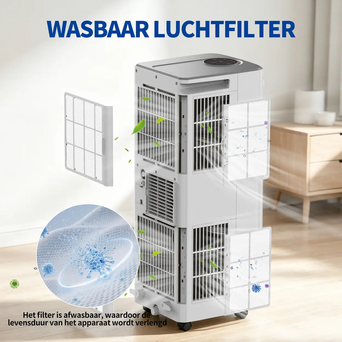 ELECCI mobiele airconditioner 9000 BTU met afstandsbediening en timer