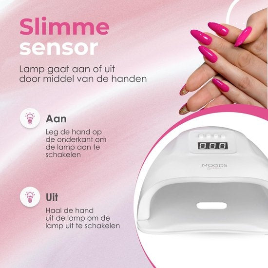 Moods Gellac Professionele Luxe UV Nagellamp - Nageldroger - Bedienbaar met Knoppen - Krachtige LED Lamp - Wit