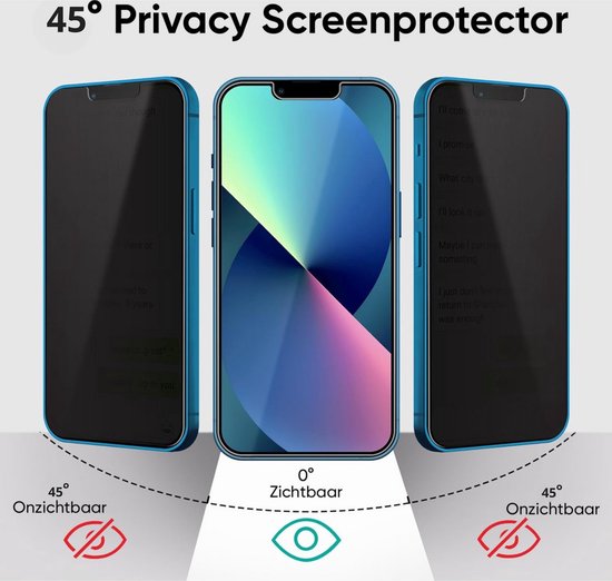 Podec 2x Privacy Screenprotector en 2x Camera Lens Protector voor iPhone 13 - Gehard Beschermglas - Transparant en Krasbestendig - Tempered Glass Screen Cover