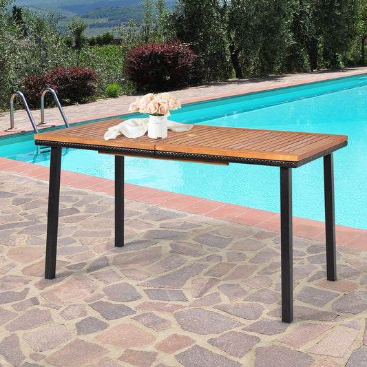 Coast Garden tafel eettafel met overkoepelende gat houten tafel terras tafel acacia hout 140 x 75 x 76 cm natuur