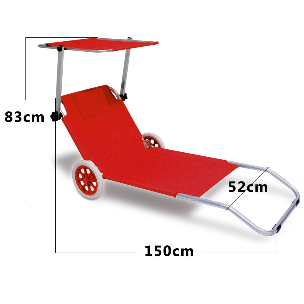 Verrijdbaar ligbed - Kreta Rood - Aluminium - Polyester - verstelbaar zonnescherm