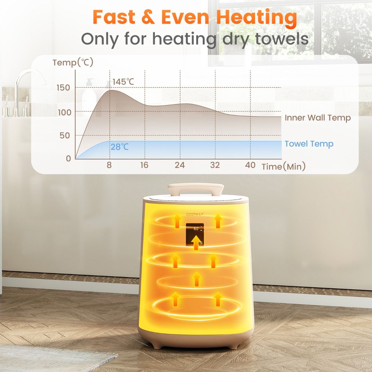 Coast Handdoekverwarmer - 18 liter capaciteit - LED-display - koffiebruin