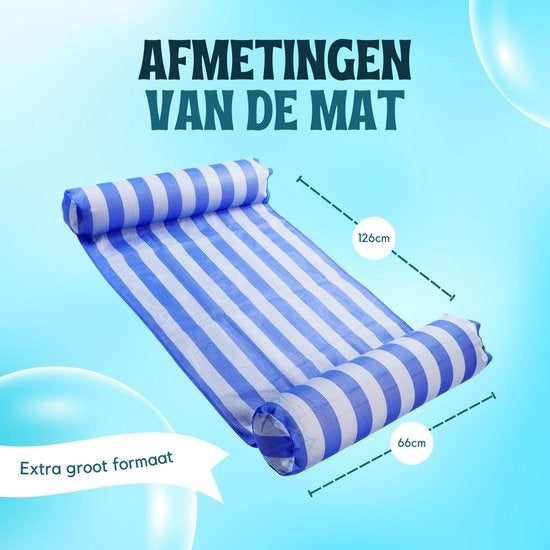 Travelly - Luxe Waterhangmat - Hangmat - Luchtbed - Luchtmatras Zwembad - Waterspeelgoed - Water hangmat - Blauw