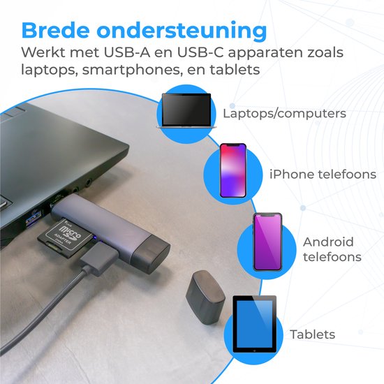 Nuvance - SD Kaart Lezer - USB Stick - SD Kaart Lezer USB C - Card Reader - Micro USB - Geheugenkaartlezer - Micro SD Adapter - SD Kaartlezer - Micro SD Kaart Lezer - USB 3.0 - Geschikt voor alle Smartphones & Computers