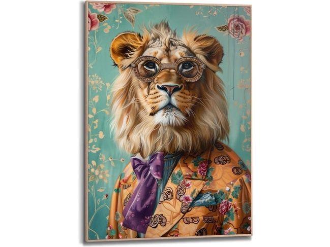 Orange Wallz Dandy Lion Portrait - Canvas Schilderij - 50 x 40 cm - Multicolor