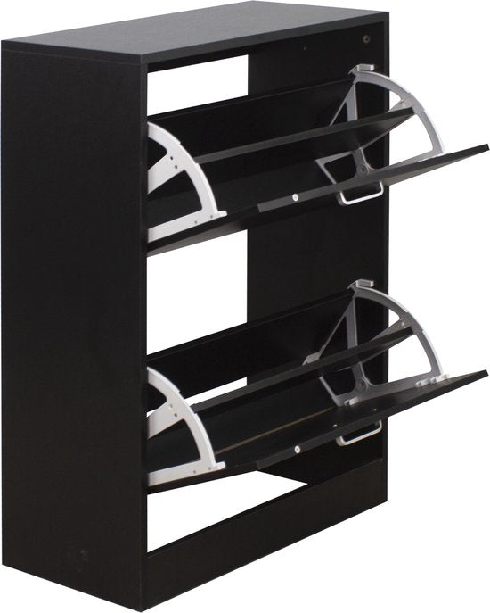 Schoenenkast - schoenenrek - 2 vakken - zwart