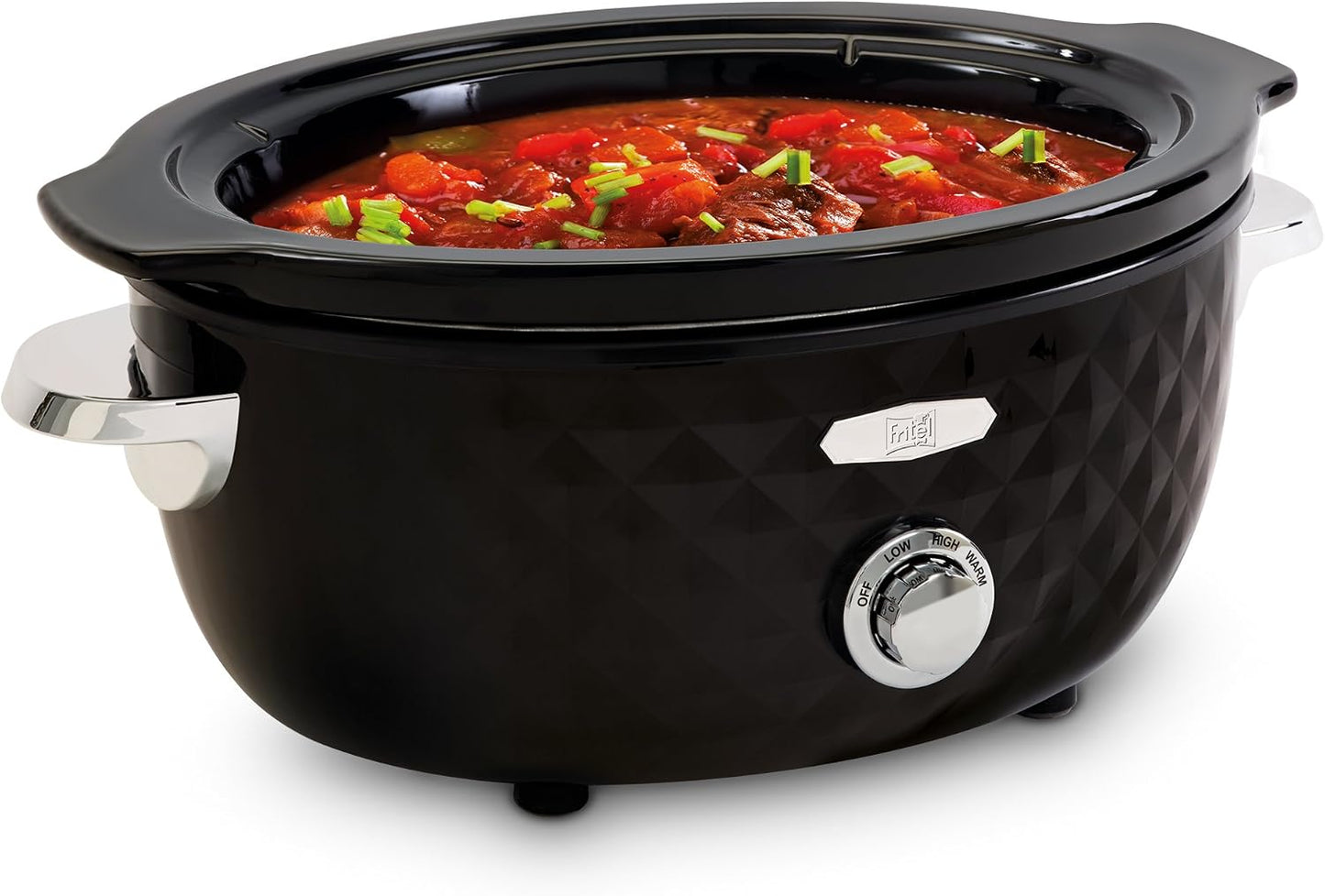 FRITEL Slow Cooker SC 2090 3,3L – 150W – 1-4 Personen – Keramische Pot – Zwart/Chroom – 26 × 35,5 × 23 cm
