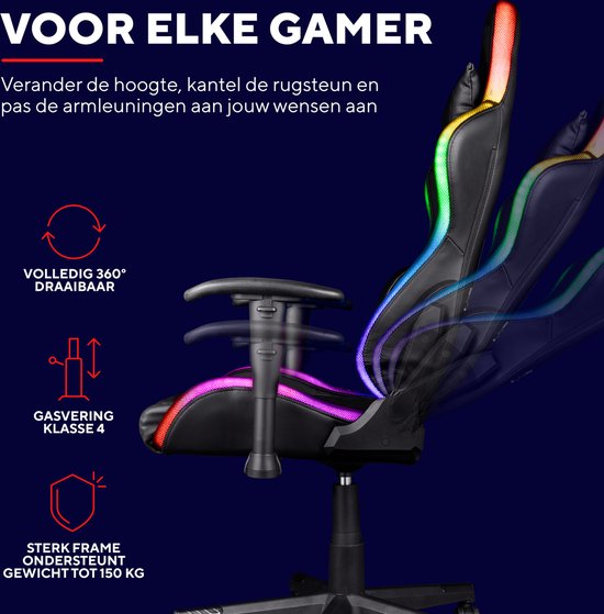 GXT 716 Rizza Gamingstoel met RGB-Verlichting - 68 x 53 x 135 cm