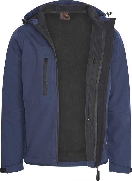 Cappuccino Italia - Heren Outdoorjas Softshell Hooded Jacket - Blauw - Maat XXL