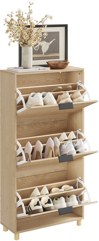 SoBuy Schoenkast - Ladekast - Smal design - 3 laden - 120x24x60 cm | FSR213-N