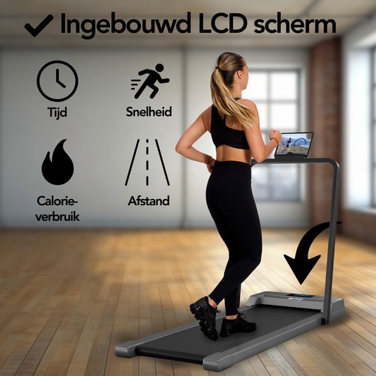 Brixy Loopband voor Thuis - Bluetooth - 1-10 km/u - Inklapbaar - 120 x 53 x 12 cm - Antraciet - Zwart