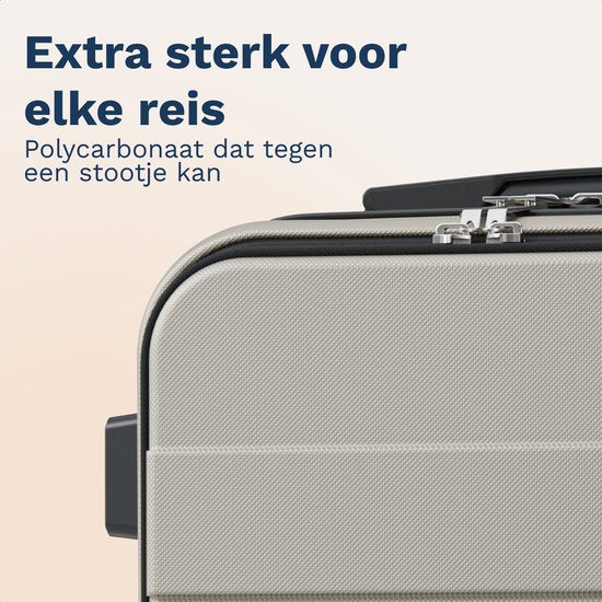 TRVLMORE Reiskoffer - 54x37x23 cm - Met Voorvak - 44L - TSA-slot - 4 Wielen - Champagne