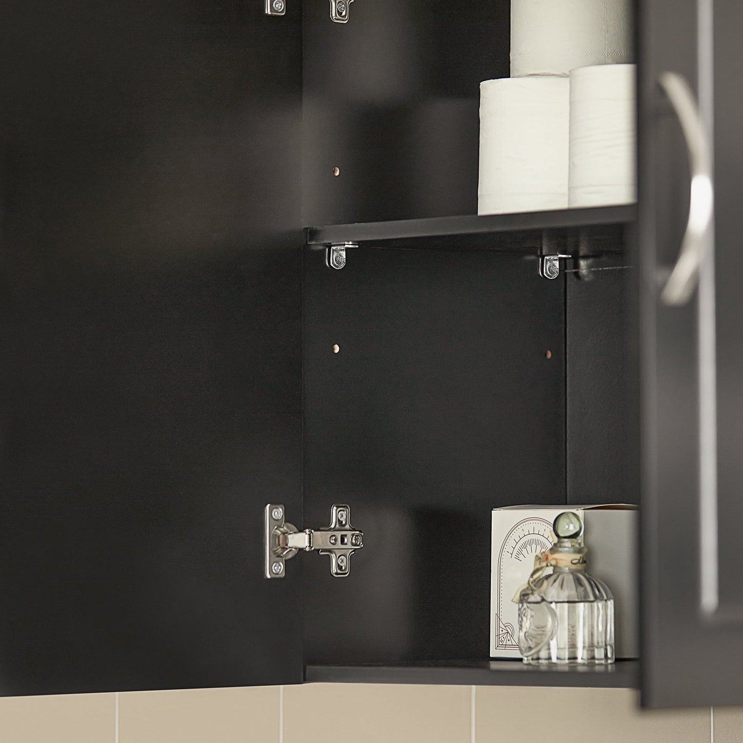 SoBuy Wandkast met 2 Deuren - 60x30x60 cm - Zwart - Verstelbare Plank