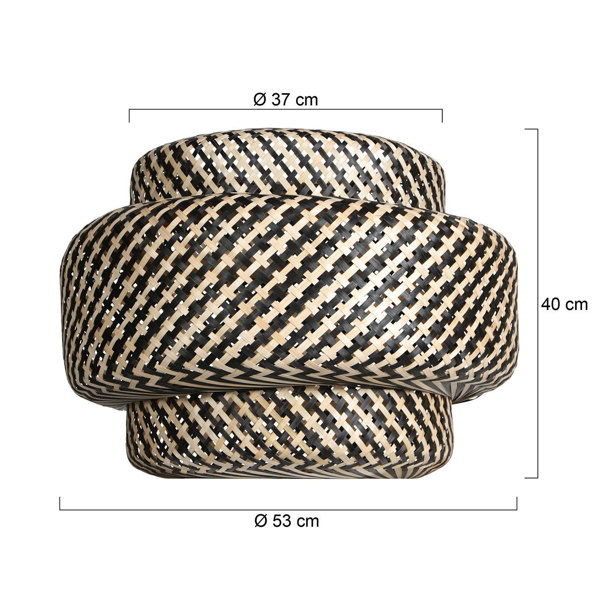 AN Lampenkap Bamboe 53 × 40 cm – Crème/Zwart
