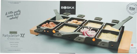 Boska Partyclette® XL - Raclette Grill Set - 8 Personen - Zwart - 48x18 cm