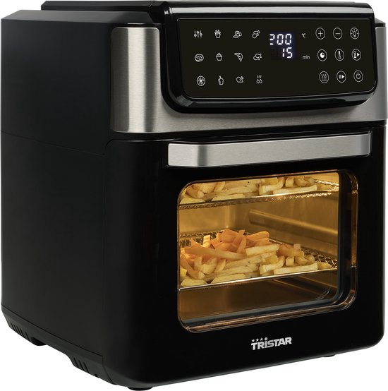 Tristar FR-9074 - Stapelbare airfryer XXL - 9L - 2 onafhankelijke kookzones - Dubbele stapellades - 8 kookprogramma's - 2400W - PFAS-vrij - Bespaart 45% ruimte - 6 personen