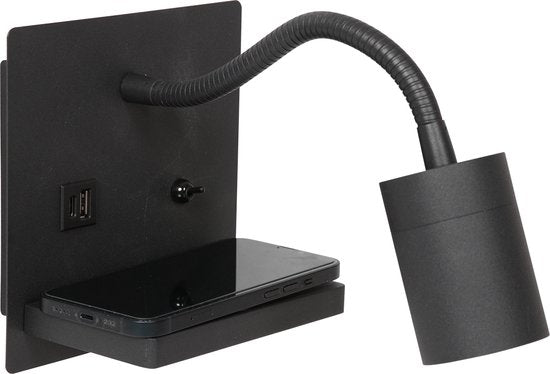 Mexlite wandlamp Upround - zwart - metaal - 3654ZW