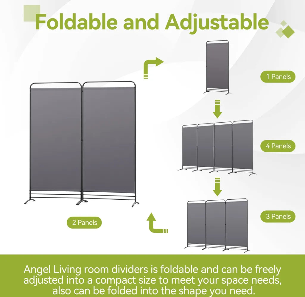 Angel Living Kamerscherm - 2 Panelen - 162x180cm - Opvouwbaar - Grijs