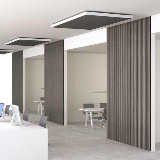 tectake® Akoestische Panelen - Set van 2 - 60 x 120 cm - 1,44 m² - Aanpasbare Grootte - Lattenwand van MDF en Houtfineer - Geluidsisolatie - Eiken Lichtgrijs