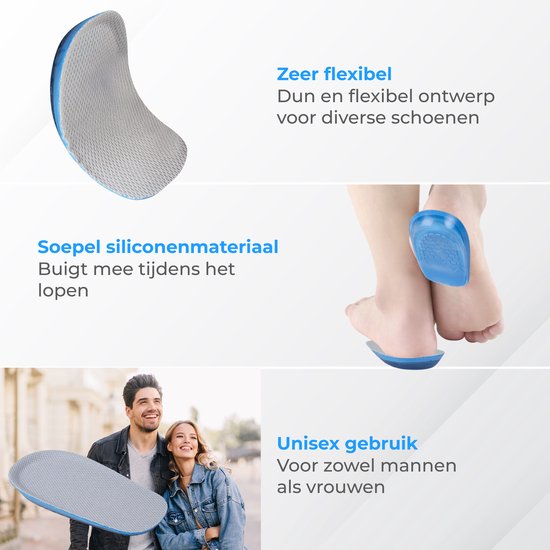 Nuvance Inlegzolen - 1.5cm Hakverhoger - Hielbeschermers - 2 Stuks - Maat 36-40 - Heren & Dames - Hielzooltjes - Blauw