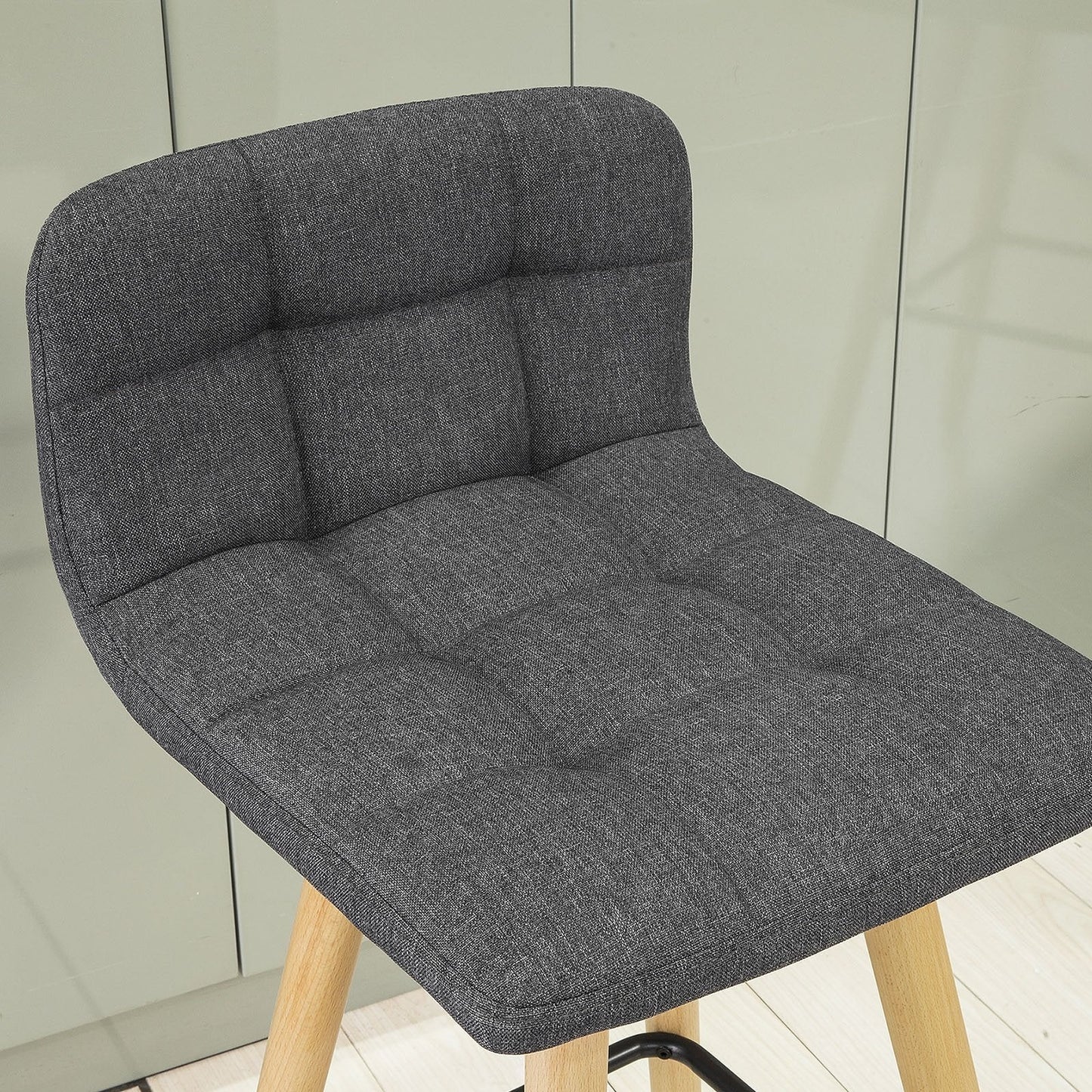 SoBuy set van 2 Barkrukken - Met Rugkruk - Donkergrijs - 92x44x44 cm - 68 cm Zithoogte