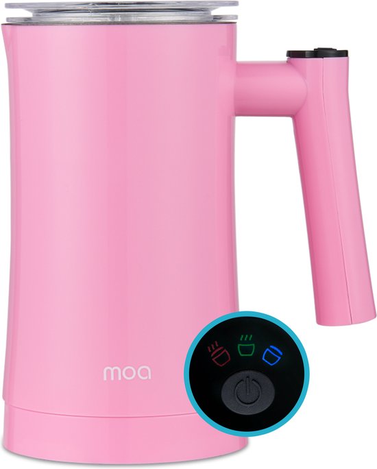 MOA Elektrische Melkopschuimer - 3-in-1 - Handige Melkschuimer - 330 ML - Voor Cappuccino - Melkklopper - Roze