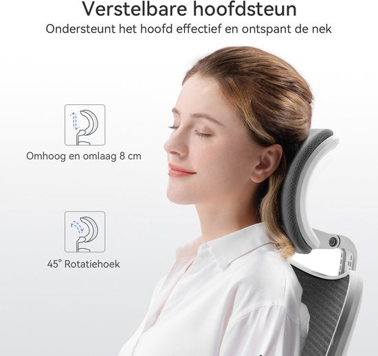 SIHOO M18 Ergonomische Bureaustoel-Ademend Mesh Design-Verstelbare Hoofdsteun & Lendensteun-Grijs