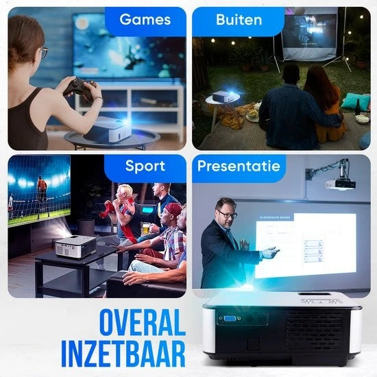 Strex Beamer – WiFi & Telefoonstreaming – 7000 lumen – 22 x 16 x 8,7 cm – Zwart