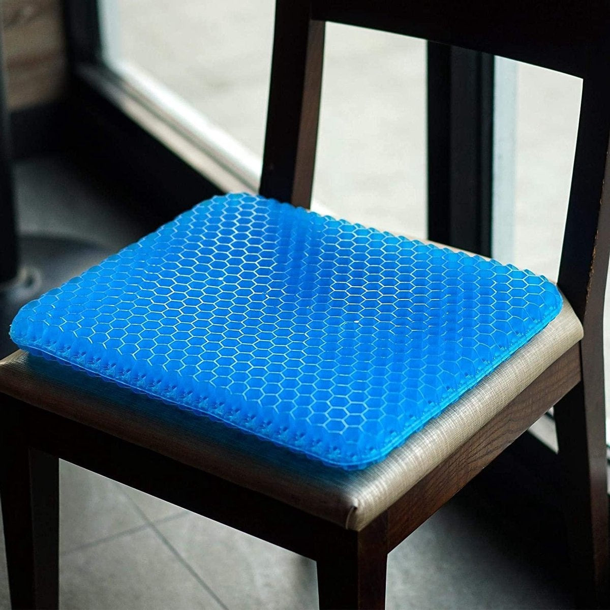 Fuegobird Gelkussen - Ergonomisch kussen - Zitkussen orthopedisch - Dubbellaagse honingraatstructuur - Met Kussenhoes - Blauw