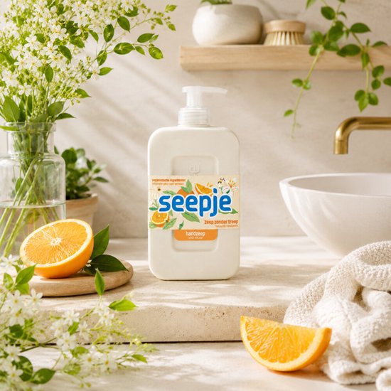 Seepje - Handzeep Versgeperste Sinaasappel Geur - 8 x 300 ml - Voordeelverpakking