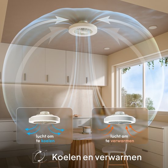 Avacy Plafondventilator met Verlichting - Plafondlamp Ventilator - Plafonniere - LED RGBW - Tuya Wifi Smart - Afstandsbediening - ⌀ 50cm - Wit