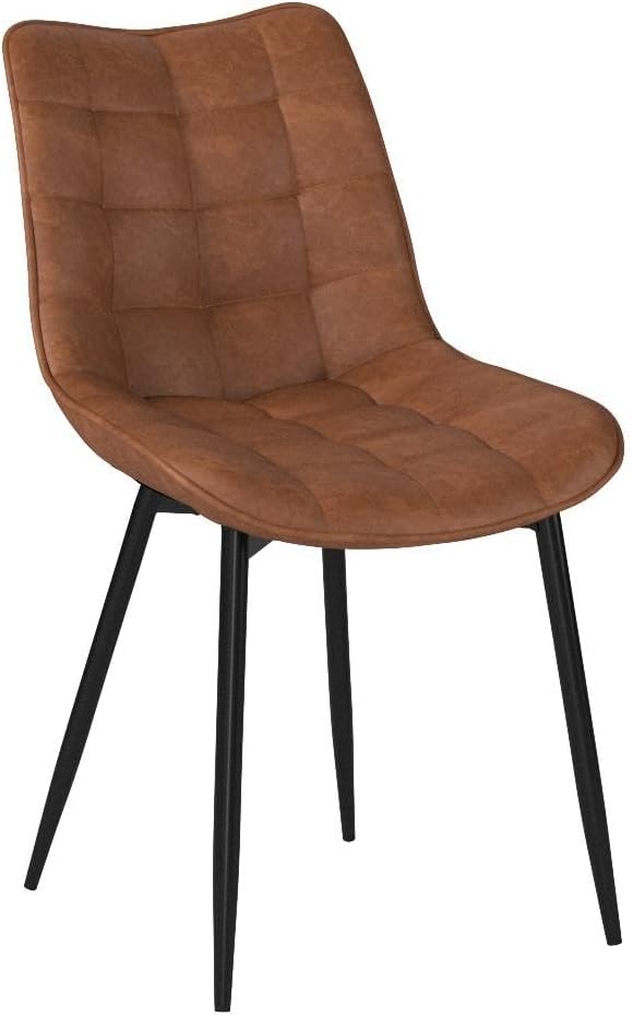 WOLTU Eetkamerstoel - 46x40,5x85,5 cm - Kunstleer - Ergonomisch - Metaal - Lichtbruin