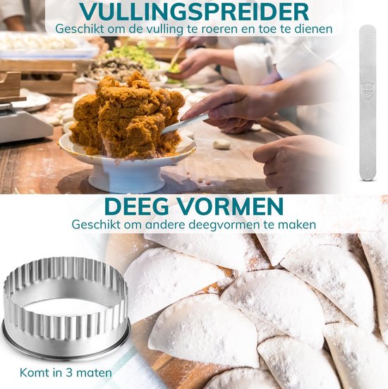Qualisce Dumpling Maker - Pastamachine - Uitsteekvormpjes - Ravioli Snijder - Deegroller - RVS