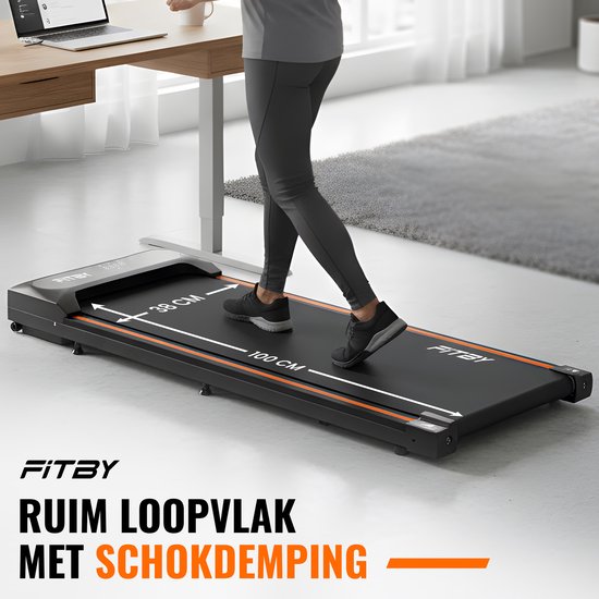 Fitby Loopband - Loopband met helling 5% - 8% - Hardloopband 1-8 km/u - Treadmill - Wandelband - Zwart Oranje