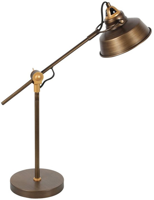 Bronzen industriële tafellamp Nove 1321BR van Mexlite, 67 cm hoog, met E27 fitting en draaibaar-kantelbaar ontwerp, ideaal voor binnengebruik