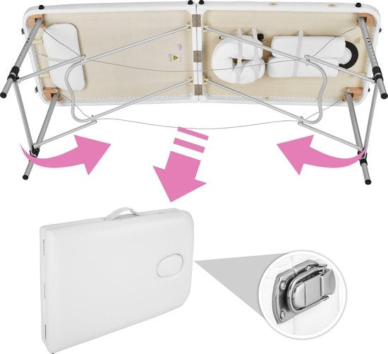 2 zones massagetafel - 4 cm matras - alu - wit - 402788