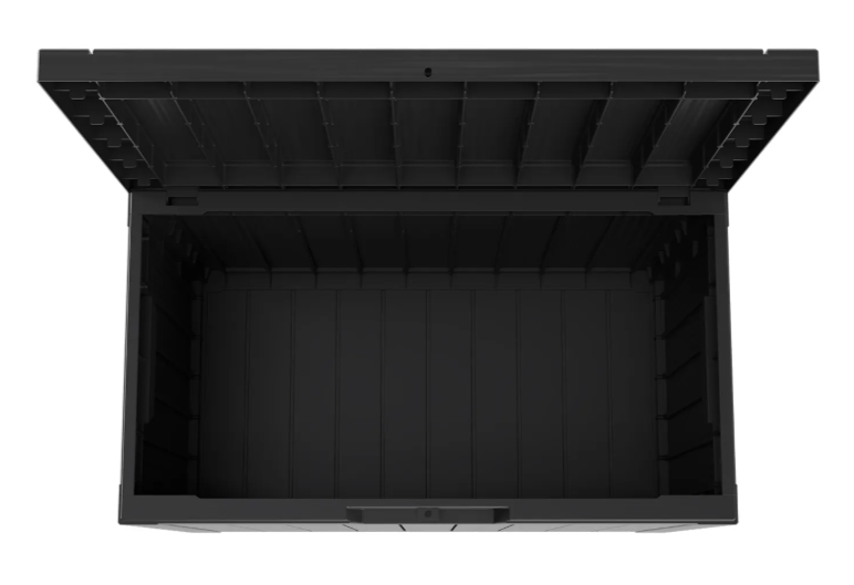 LifeGoods Opbergbox XS 170L - Tuinkussen Opbergbox - Waterdicht - Weerbestendig - Houtlook - Met Slothouder - Grijs