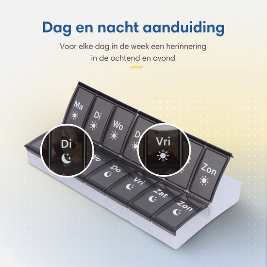 SafeLife XL medicijndoosje 7 dagen met ochtend / avond vakken - Nederlands - pillendoos - grote vakken - pillendoos 7 dagen