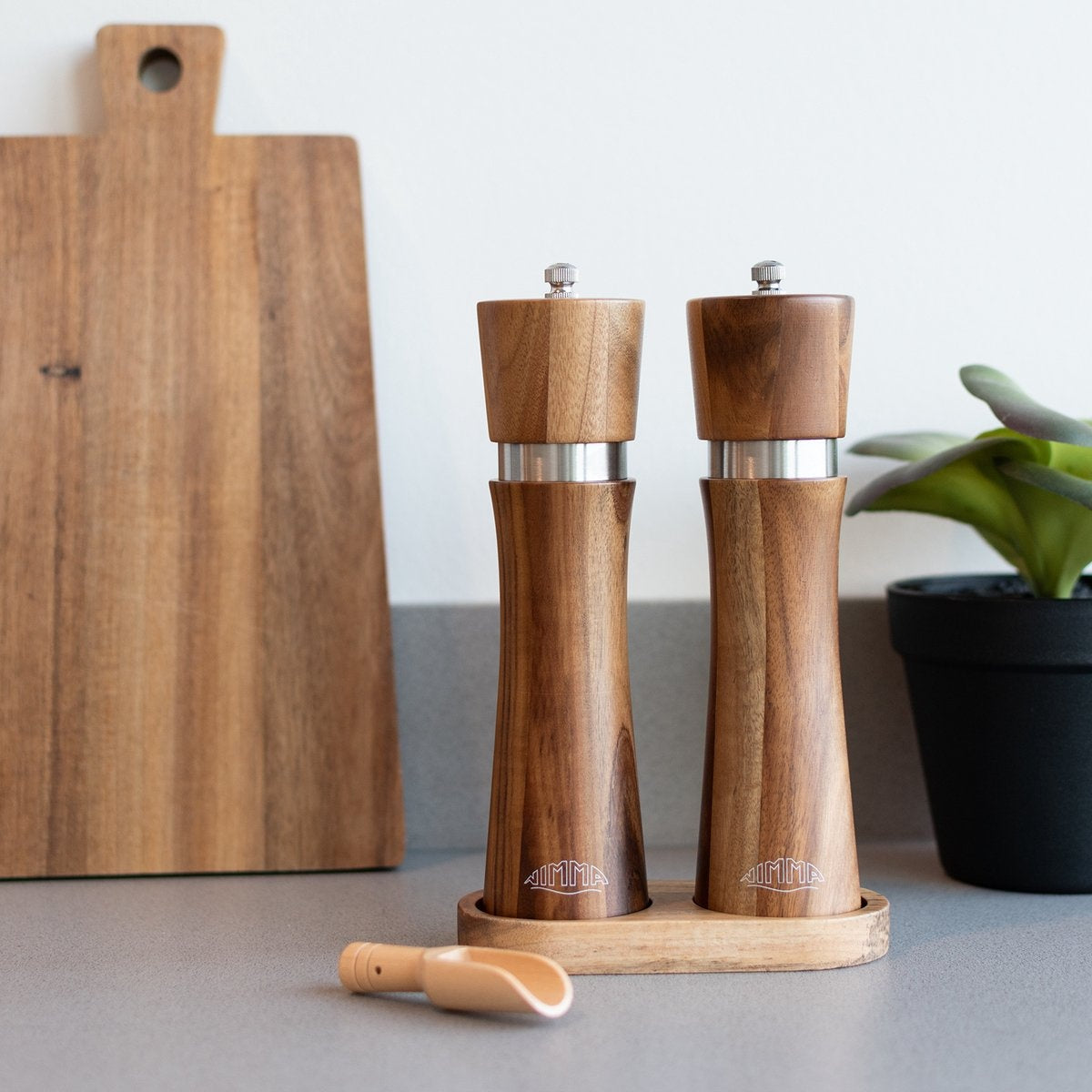 Nimma® Peper en Zoutmolen Set - Incl Navul Lepel - Verstelbare Maalgraad - Acacia Hout