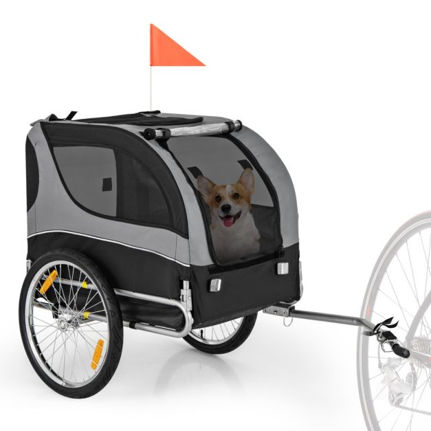 Coast Fietsaanhanger voor Huisdieren | Opvouwbare Transportwagen 135x72x95 cm | Grijs | Geschikt tot 40 kg