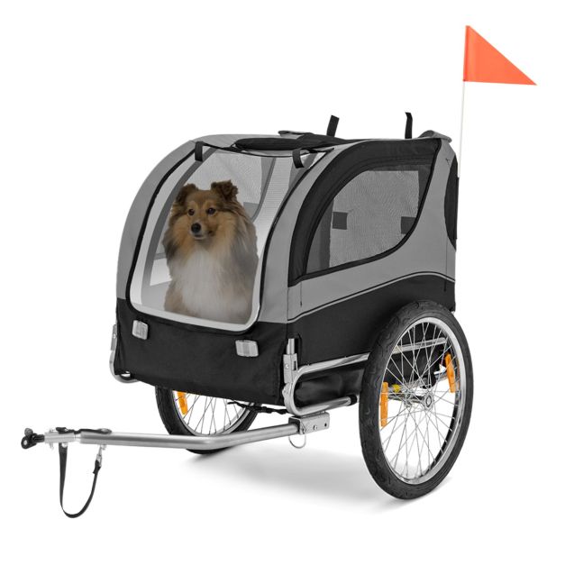 Coast Fietsaanhanger voor Huisdieren | Opvouwbare Transportwagen 135x72x95 cm | Grijs | Geschikt tot 40 kg