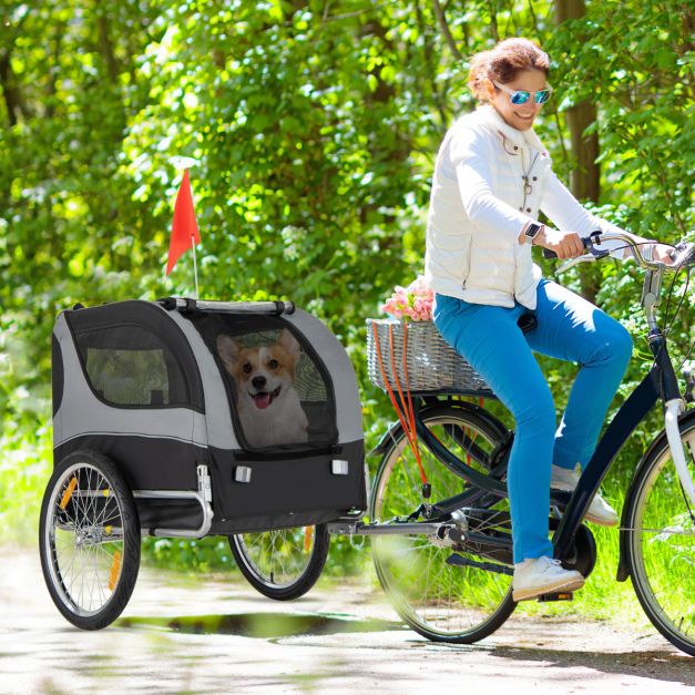 Coast Fietsaanhanger voor Huisdieren | Opvouwbare Transportwagen 135x72x95 cm | Grijs | Geschikt tot 40 kg