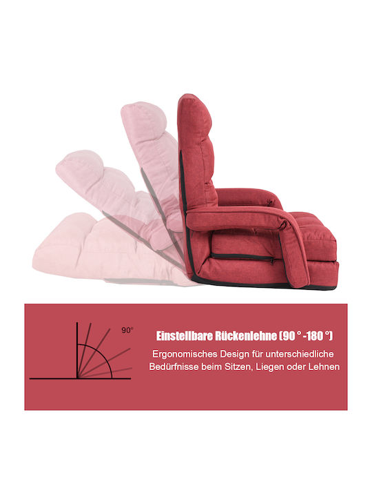 Coast Vloerstoel Rood – 62 x 35 x 70 cm – Verstelbare Opvouwbare Relaxstoel met Kussen