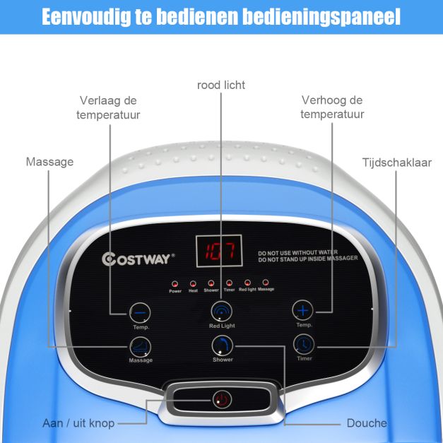 Coast Massage Voetenbad - 15L - 48°C - 500W - 38 x 46 x 39 cm