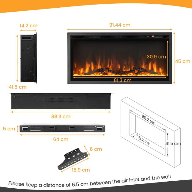 Coast Elektrische Open Haard - Met Touschscreen - 36 Inch 750W/1500W