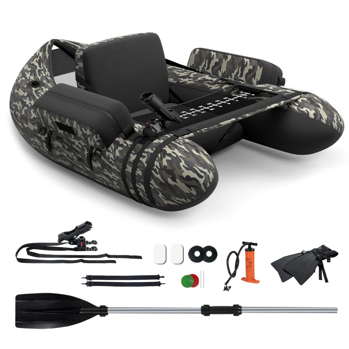 Coast Opblaasbare Vissersboot - Verstelbare Hengelhouder & Rugleuning - 2 Haakhouders - 135 x 109 x 54 cm - Groen