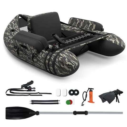 Coast Opblaasbare Vissersboot - Verstelbare Hengelhouder & Rugleuning - 2 Haakhouders - 135 x 109 x 54 cm - Groen