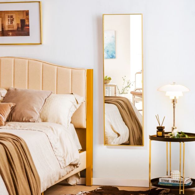 Coast Wandspiegel – Volledig Lichaamsniveau – Met Verstelbare Hanghaken – 37 x 120 cm – Gouden Kader