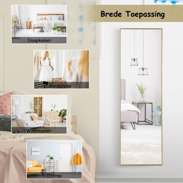 Coast Wandspiegel – Volledig Lichaamsniveau – Met Verstelbare Hanghaken – 37 x 120 cm – Gouden Kader