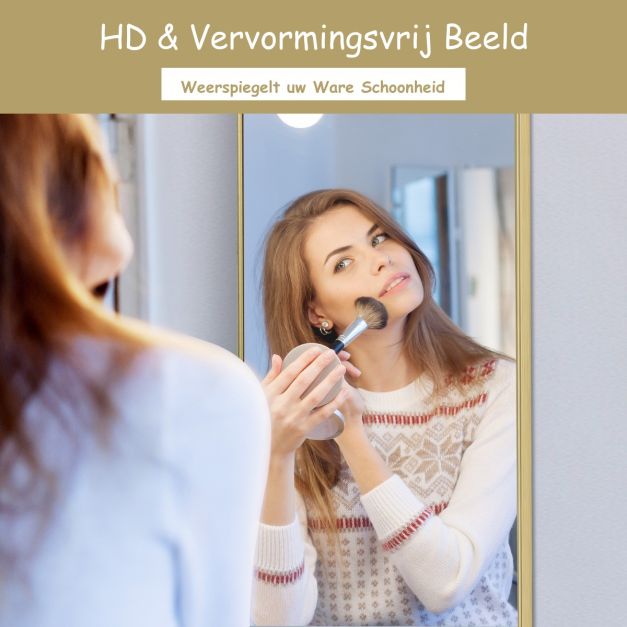 Coast Wandspiegel – Volledig Lichaamsniveau – Met Verstelbare Hanghaken – 37 x 120 cm – Gouden Kader